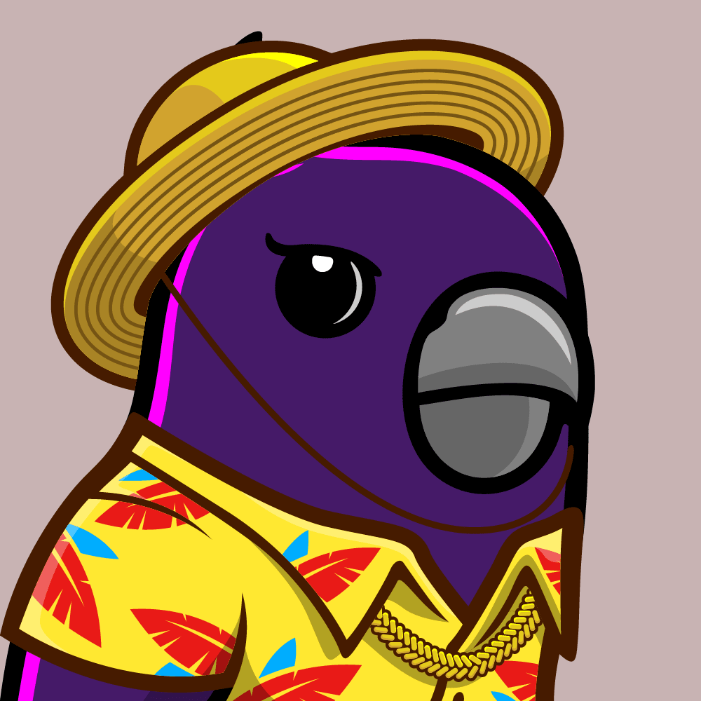 Birb NFT #717 Beach Gold Hat Yellow Shirt