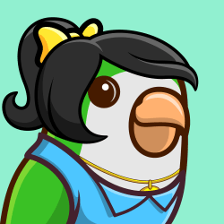 Birb NFT #978 Cute Girl Blue Dress Yellow Bow