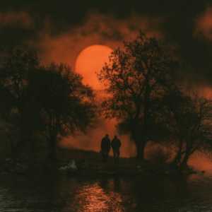 Two Walkers, One Red Sun