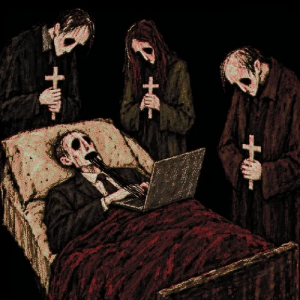 They prayed while the laptop finished eating