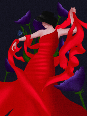 red shawl