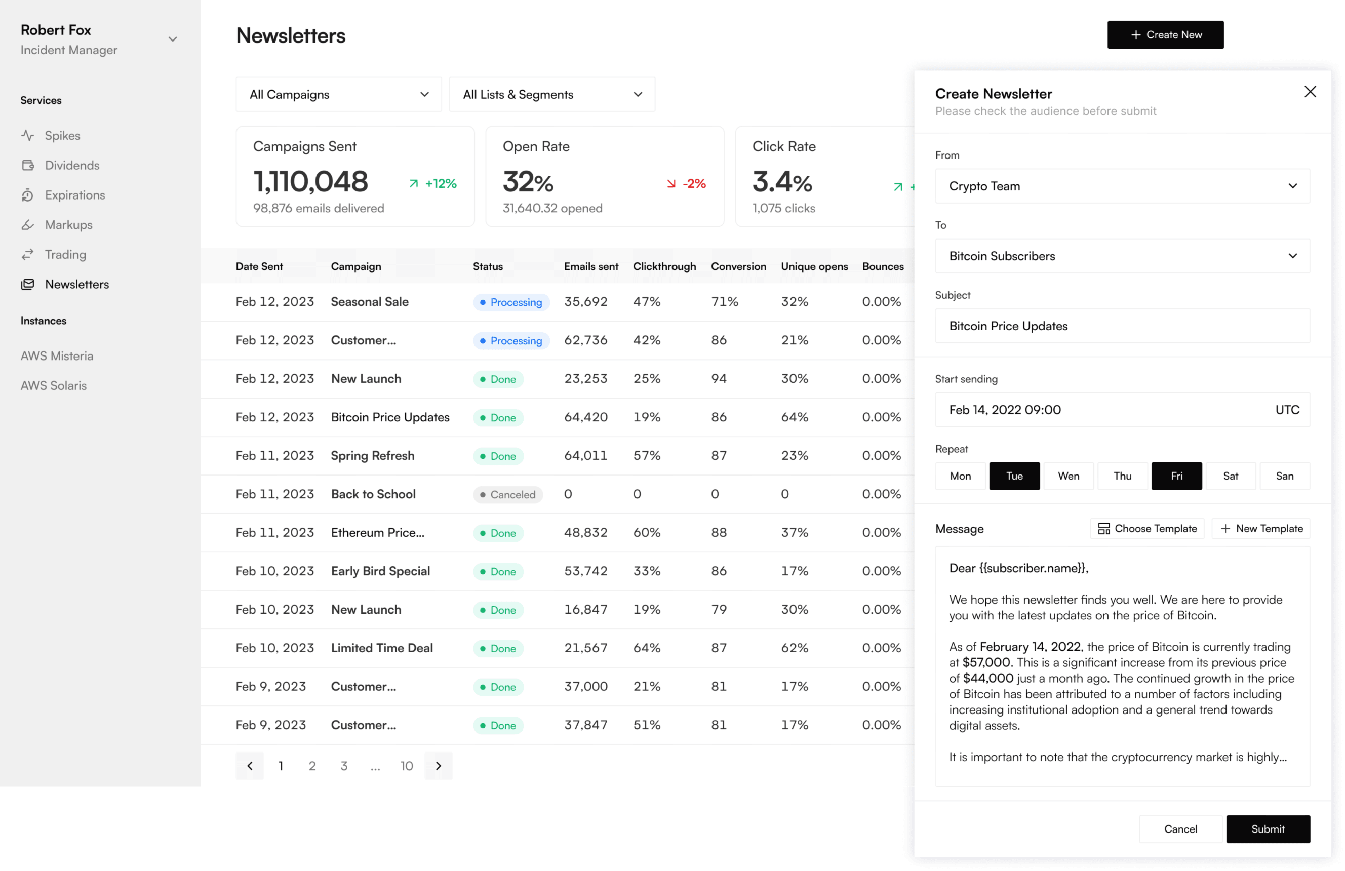 Crypto Trading Platform UI