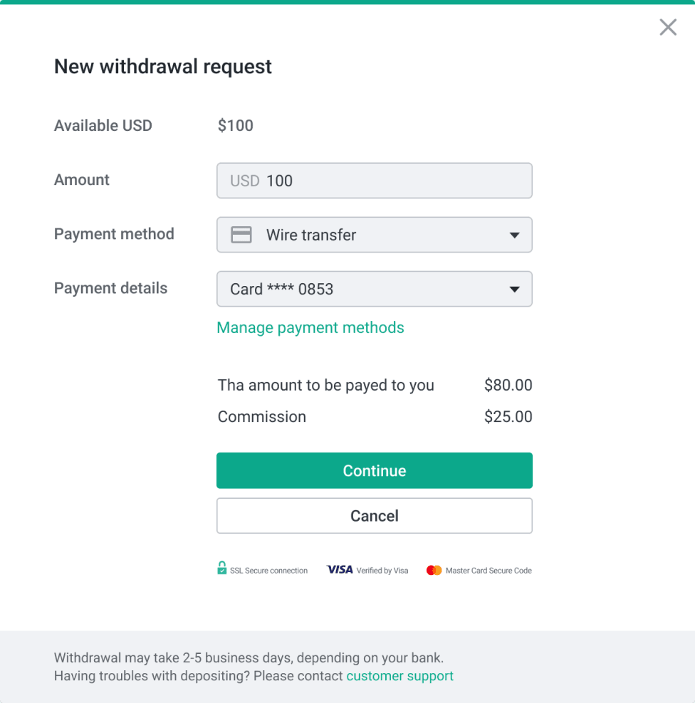 Design system: Withdrawal Request