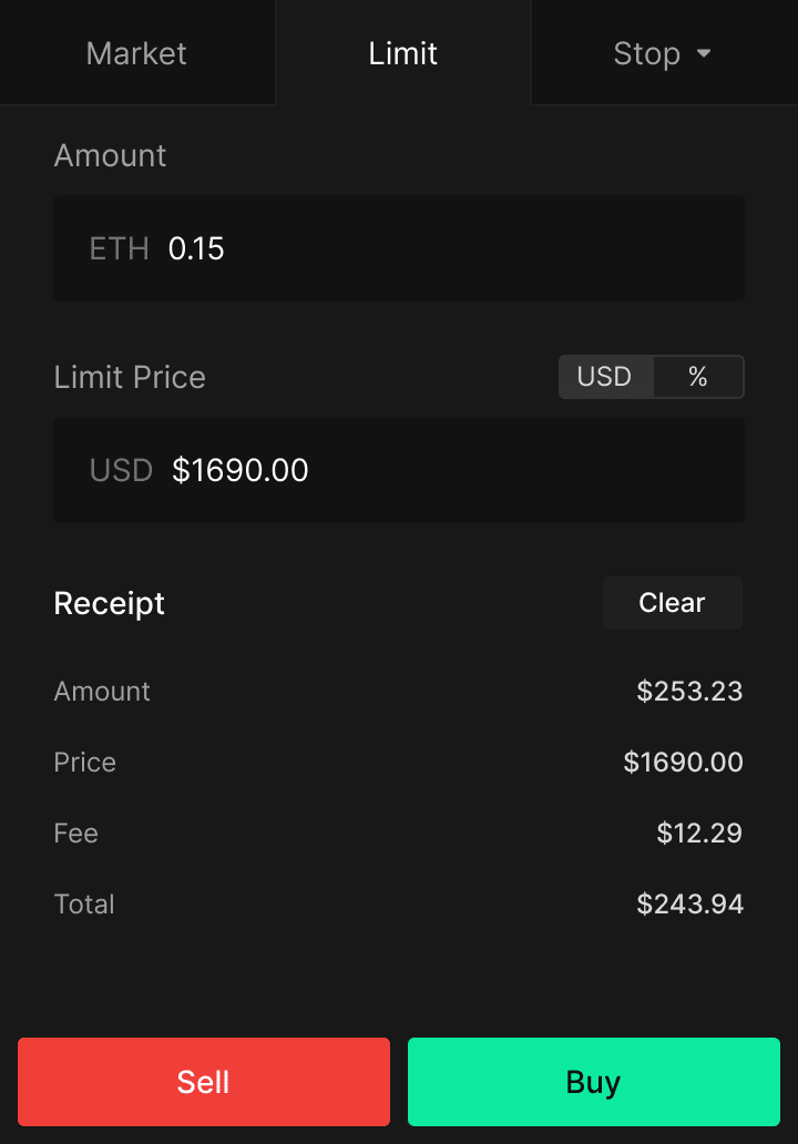 Crypto Trading Platform UI