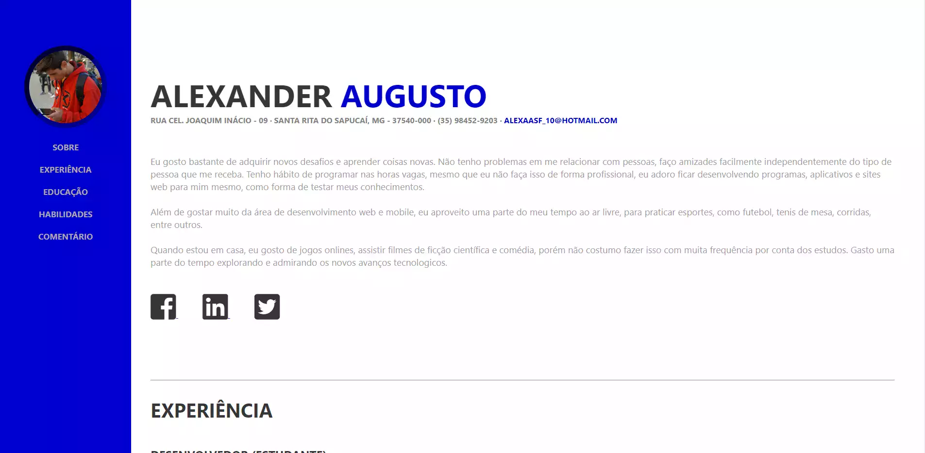 Projeto de Alexander - Primeiro Portifolio
