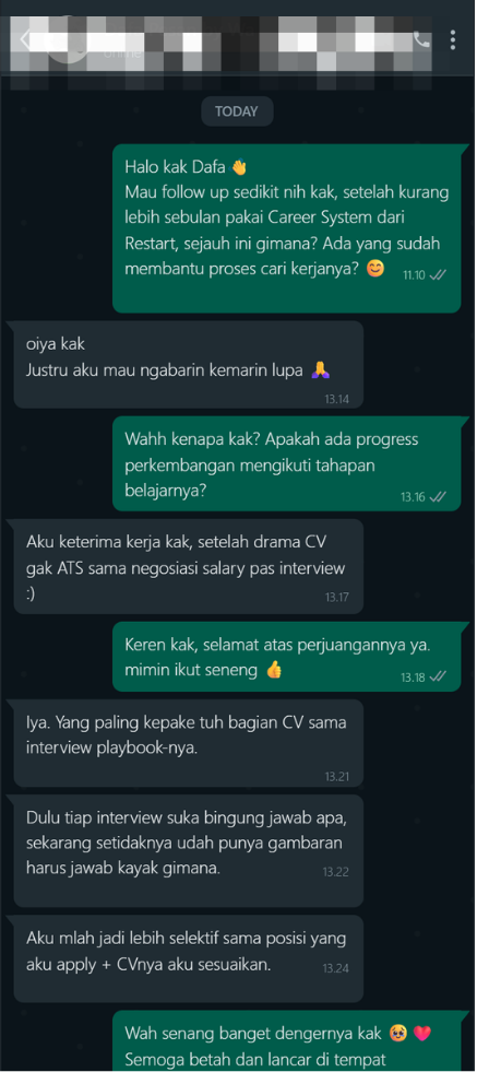 Diterima kerja setelah membenahi CV & persiapan interview.
