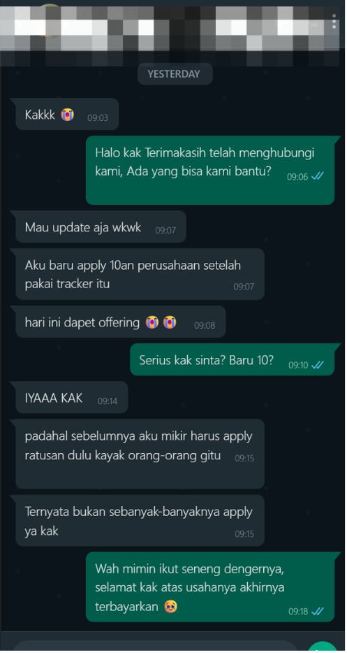 Dapat offering setelah apply pakai tracker.