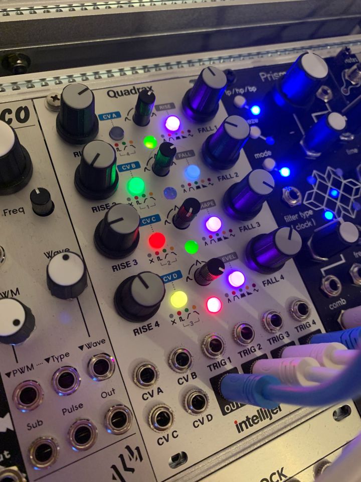 Quadrax eurorack module and all his shiny leds