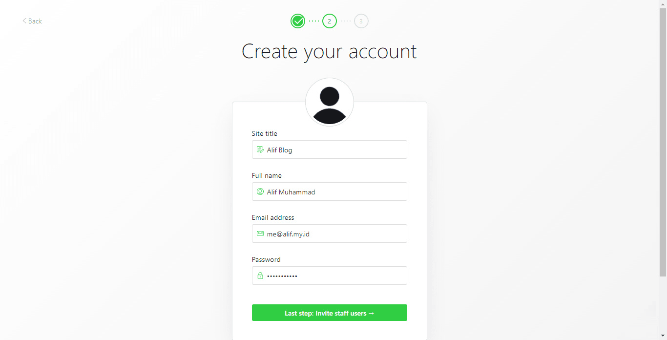 Create Account 2