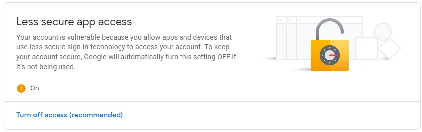 Turn on less secure app access