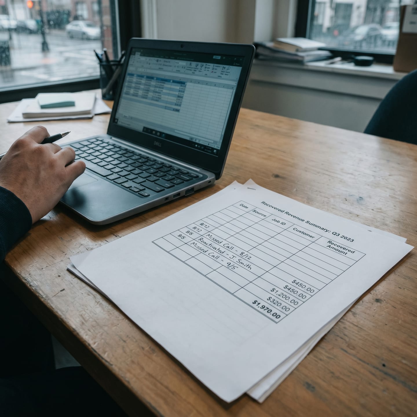 A plain recovered-revenue summary showing jobs traced back to the system