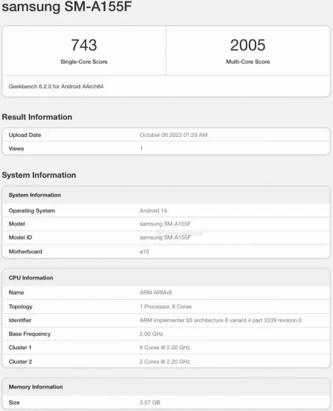 a15 found on geekbench