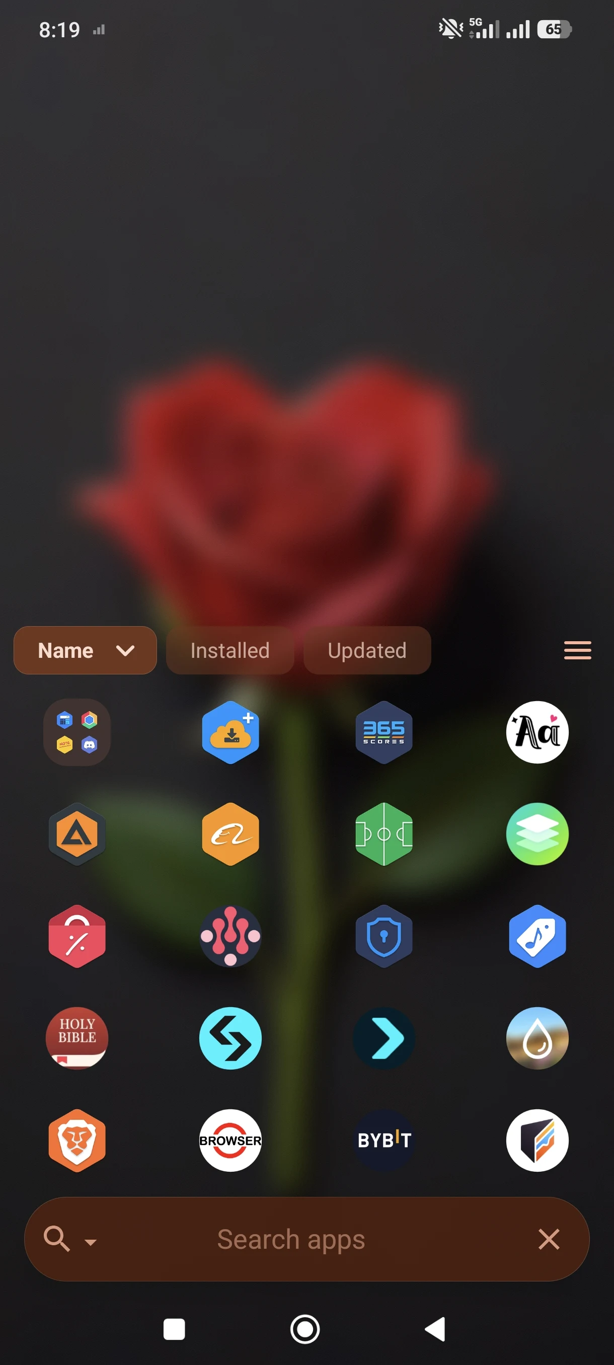 app drawer down