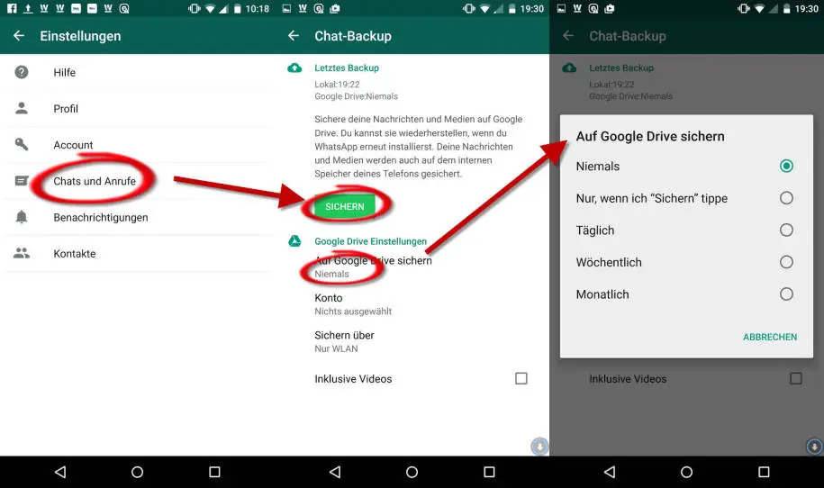 backup whatsapp on google drive