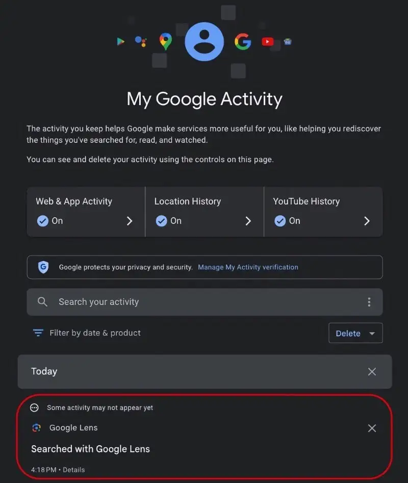 google lens search history