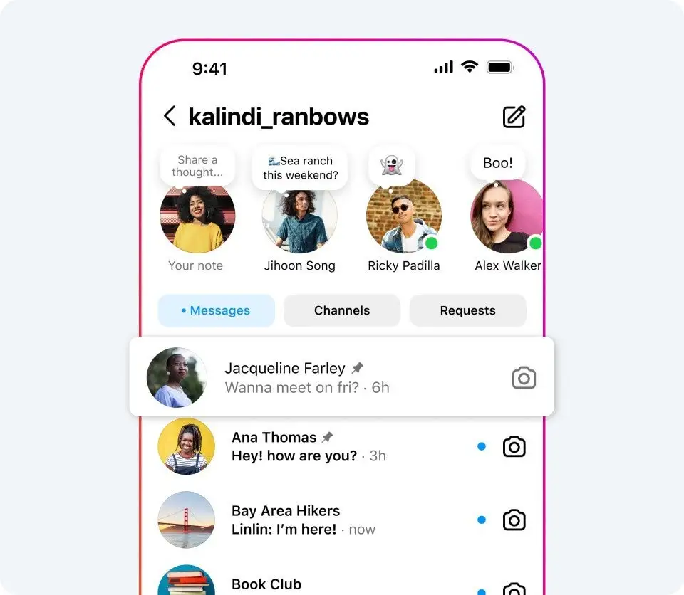 instagram pinned chat