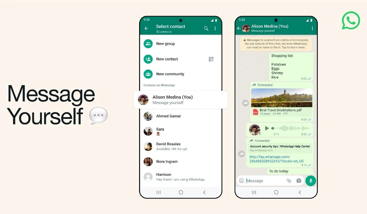 message yourself whatsapp