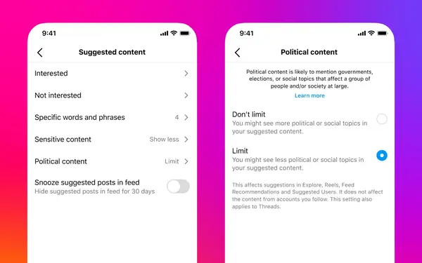 political news suggestion stops on meta apps
