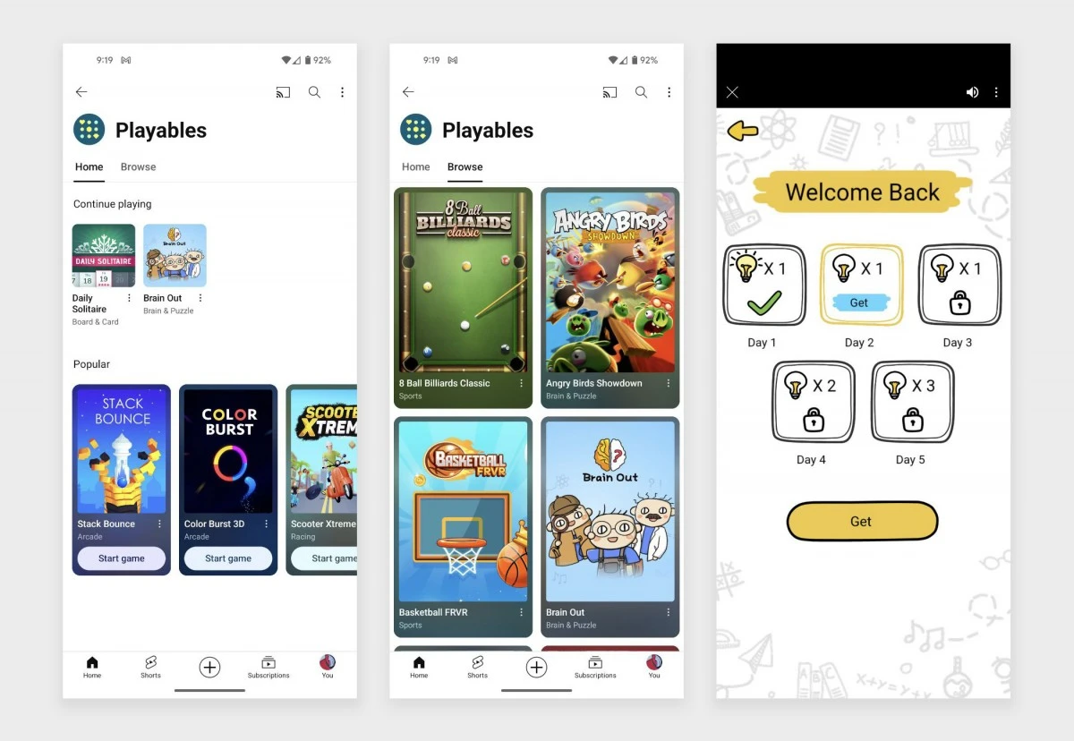youtube playable features
