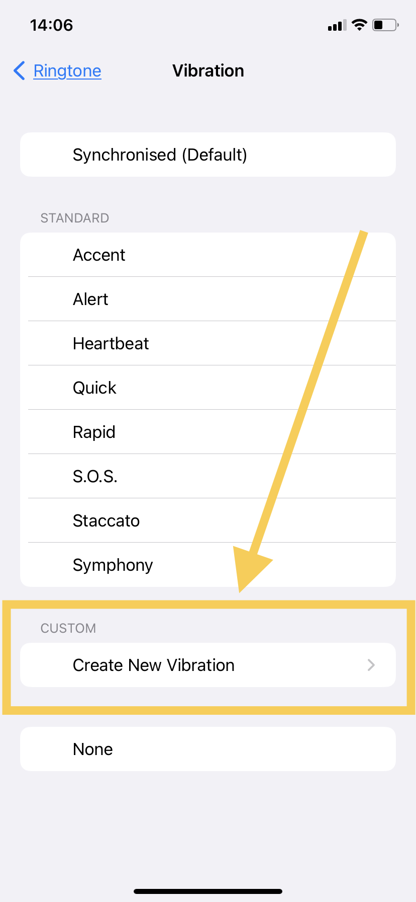 create custom vibration for ios