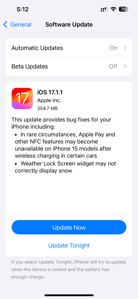 ios 1711 addresses issue