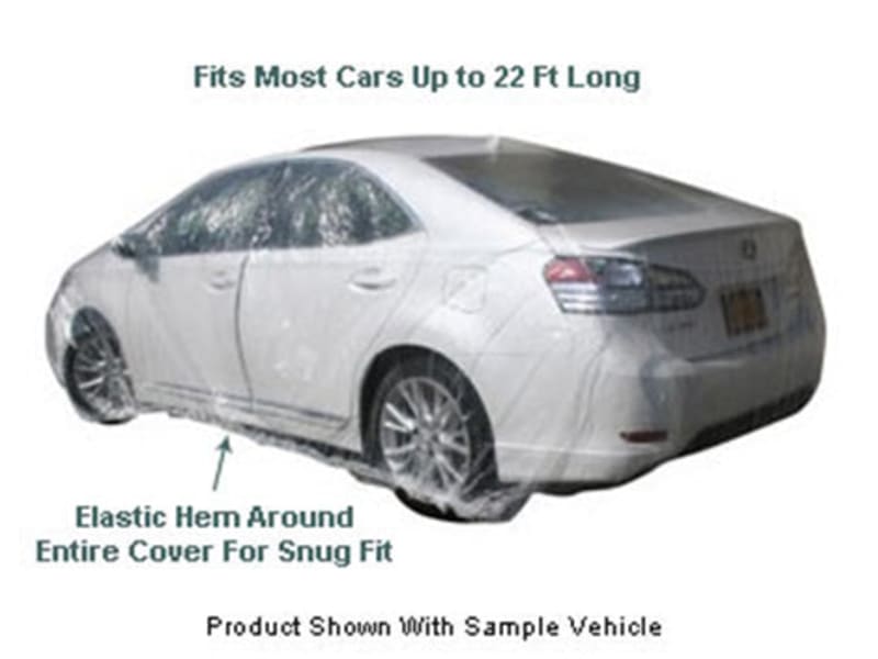 Universal Plastic Disposable Car Cover (Fits Most Cars) - plastic-car-cover