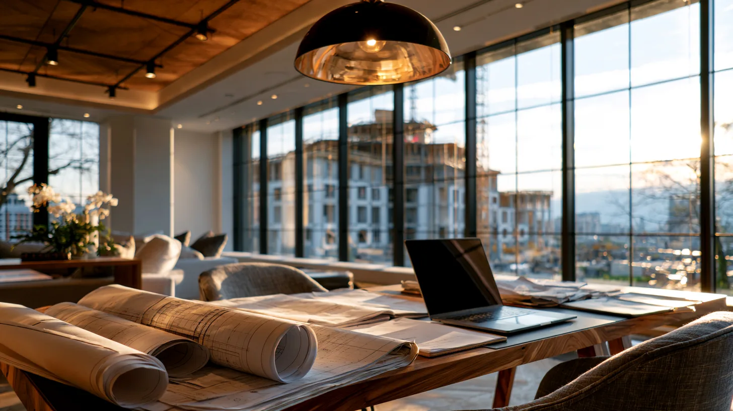 Clean, modern contractor office representing a business address for a construction business.