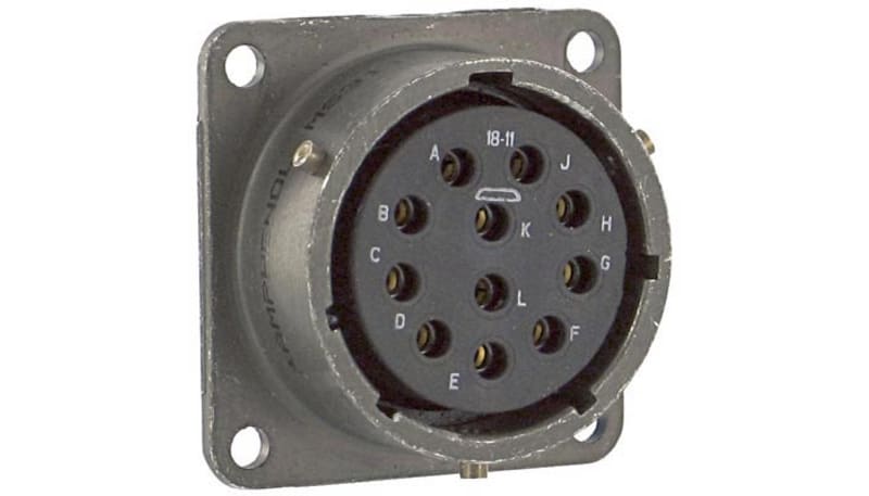 Amphenol Industrial MS3112E18-11S Connector, Box Mount, 18, 0.825 in ...