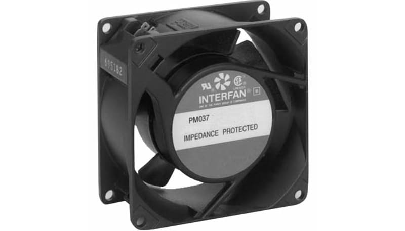 Interfan PM037-230-8038BT-4 Fan, AC, 230V, 80x80x38mm, Sq, 37CFM ...