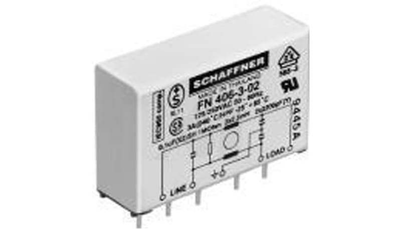 Schaffner / TE Connectivity FN406B-6-02 Single Phase PCB 6 A Filter PIN ...