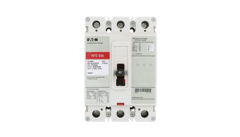 Eaton - Cutler Hammer HFD3040L Molded Case Circuit Breakers 3 Pole 40A ...