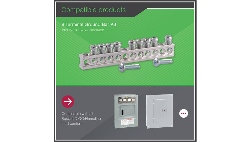 Square D PK9GTA Load Center Equipment Ground Bar Assembly, Top