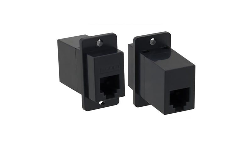 L-com ECF504B-4S Connector CPLR PNL MNT 6X4 STRAIGHT BLK, ECF Series