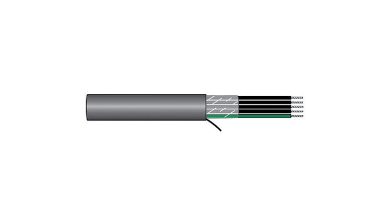 Alpha Wire 85003 BK002 Multiconductor, Flexible, 3C, 20AWG, Black, PVC ...