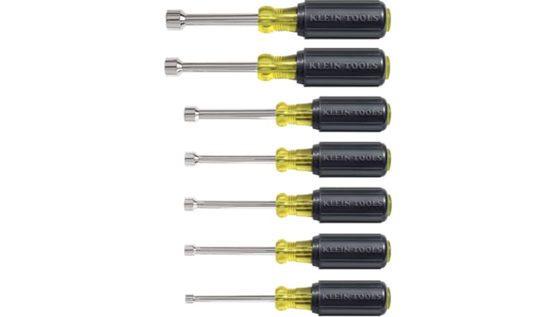 Klein Tools 631 Nut Driver Set, 3 in Shafts, Cushion Grip, 7-Piece