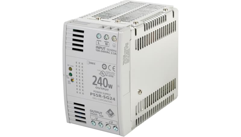 IDEC Corporation PS5R-SG24 Power Supply,AC-DC,24V,10A,85-264V In 