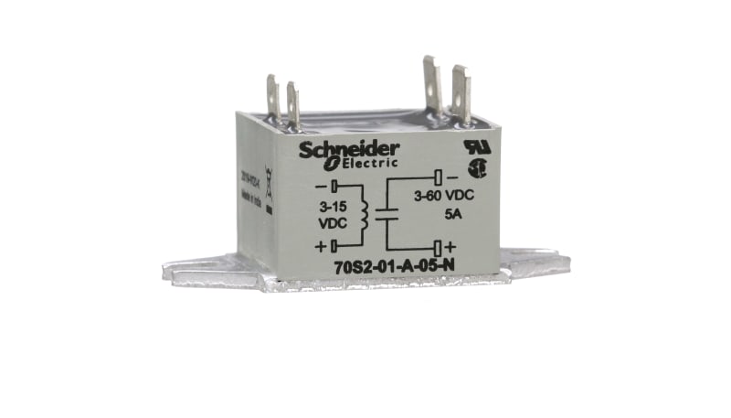 Schneider Electric 70S2-01-A-05-N Relay, 3 to 60 VDC, Solid State, 5 ...