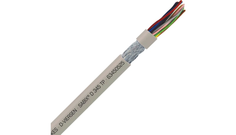 SAB 63450525 Cable,5Pr,24AWG,14x34,BC,FRNC ins,Foil&Braid,Gray FRNC jkt ...