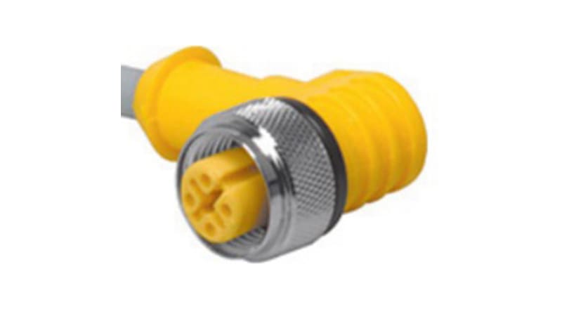 Turck WK 4.21T-3 Cordset, M12 Female Right Angle, 4 Wire, 3m, PVC, Blue ...