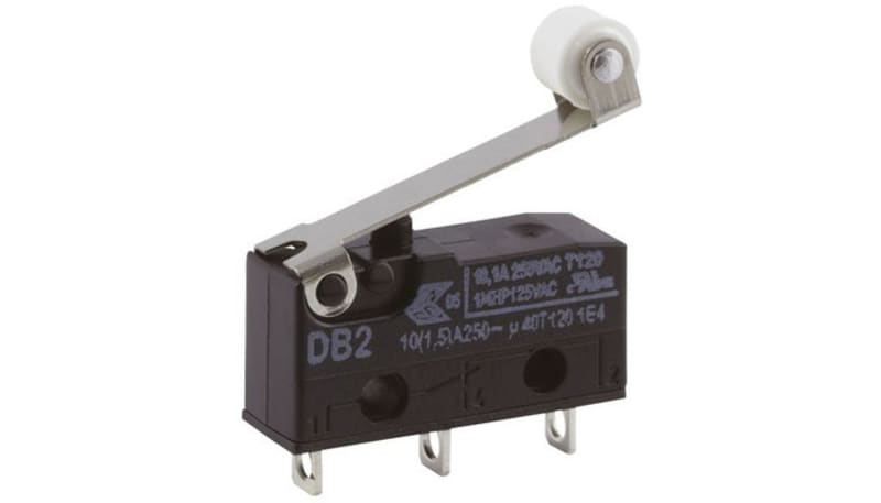 ZF Electronics DB2C-A1RC Switch,Snap Action,SPDT,NO/NC,Roller Actr