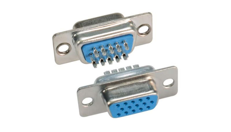 L-com SDH15S Connector, Solder Cup, D-Sub, HD15 Female, Gold Flash
