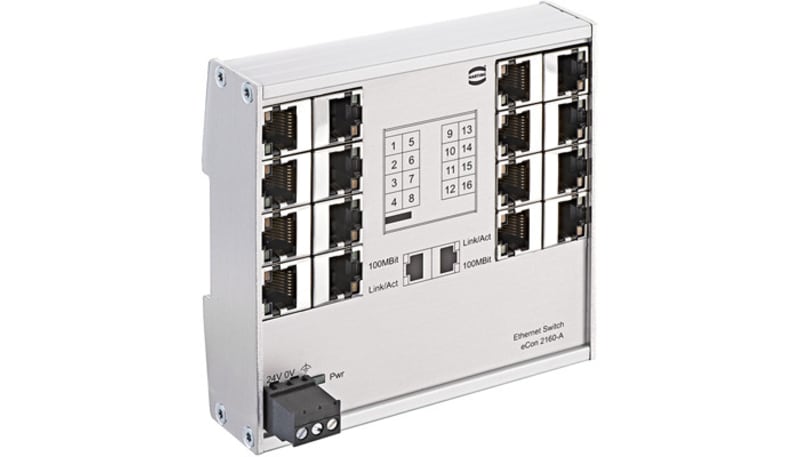 HARTING 20761163000 16 RJ45 port DIN Rail Mount Ethernet Switch, 10 ...