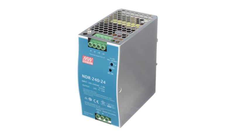 Ndr240 MEAN WELL NDR-240-24 Power Supply,AC-DC,24V,10A,100-264V In,Enclosed ...