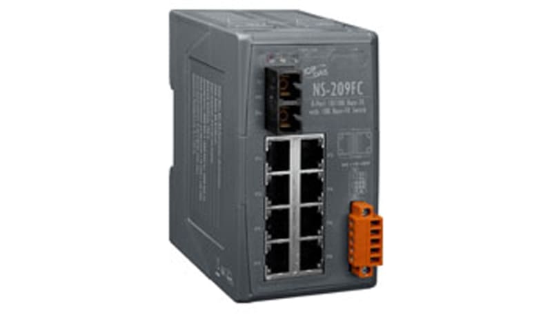 ICP NS-209FCS Single-Mode, 8 Port Industrial 10/100 Base-T w/100 Base ...