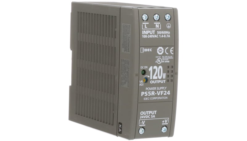 IDEC Corporation PS5R-VF24 Power Supply, AC-DC, 24 DC, 5A, 100-240 AC ...
