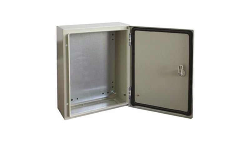 RS PRO 7755794 Steel Wall Box 8 x 12 x 16in Pebble Gray RAL7032 Bracket ...