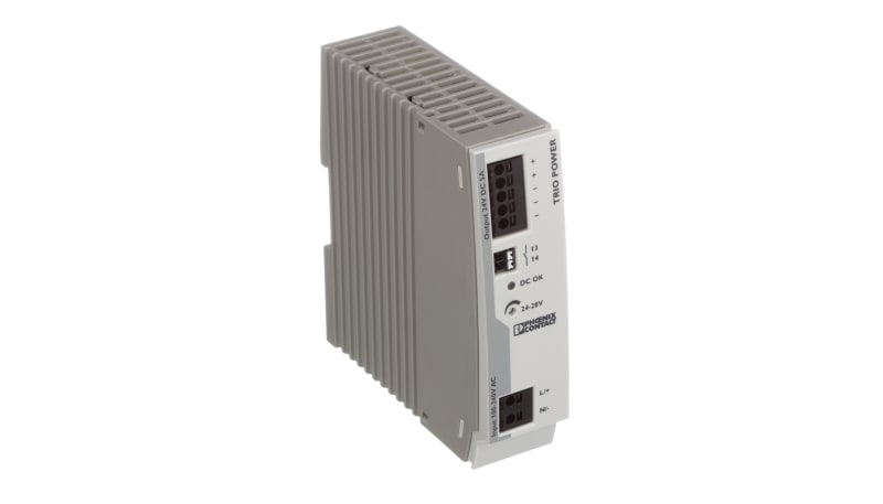 Phoenix Contact 2903148 DIN Rail Mount Power Supply, Push-In Connect, 4 ...