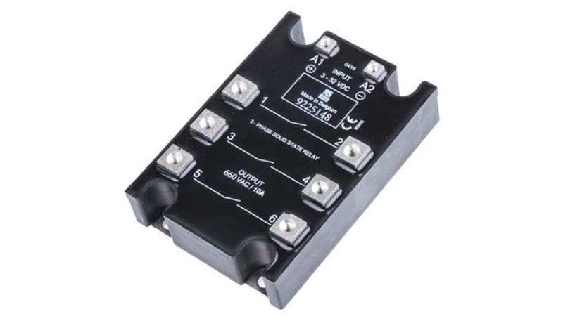 RS PRO 9225148 Solid State Relay 10A 3PST-NO Random Thyristor 3-32VDC ...