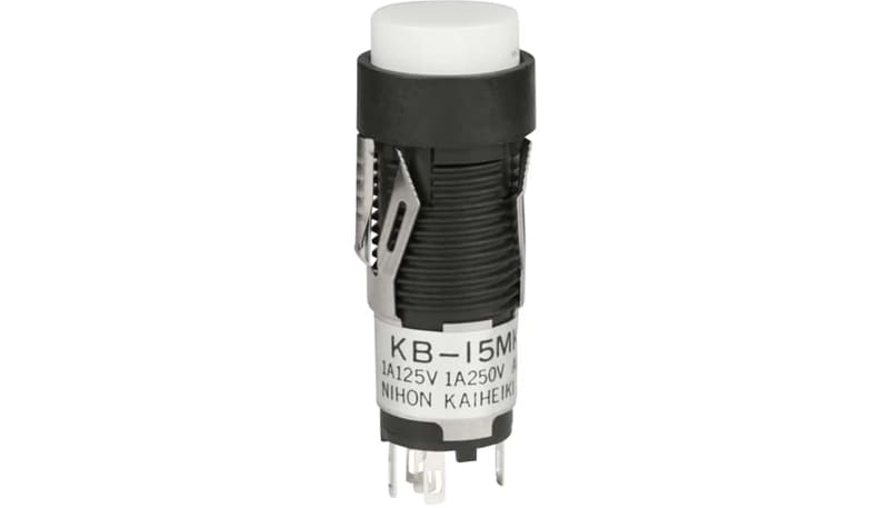 NKK Switches KB15MKW01-BB Switch,P/B,SPDT,ON-(ON),Rnd,Snap-In,Non-Illum ...