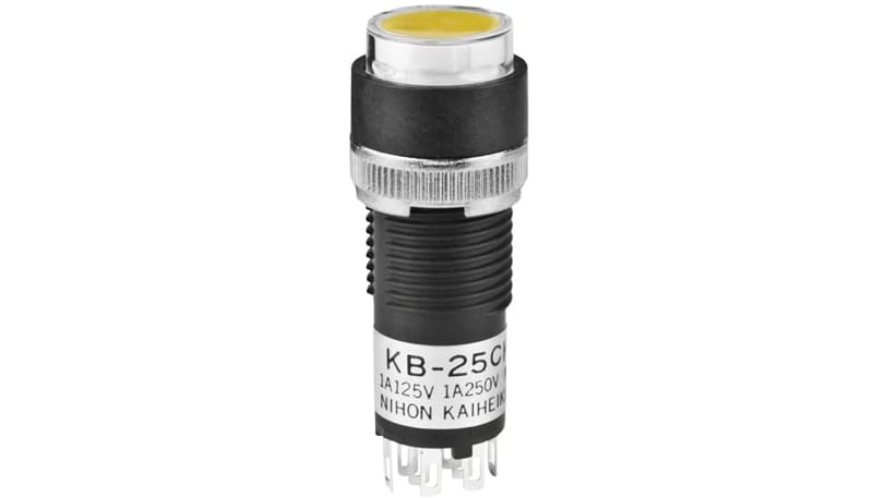 NKK Switches KB25CKW01-01-JE Switch,P/B,DPDT,ON-(ON),Rnd,Bushing Mnt ...
